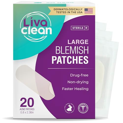 20 CT LivaClean Large Hydrocolloid Acne Patches for Pore Spots Nose Face Cystic Pimple Zit Patch Big Pimple Patches Hydr