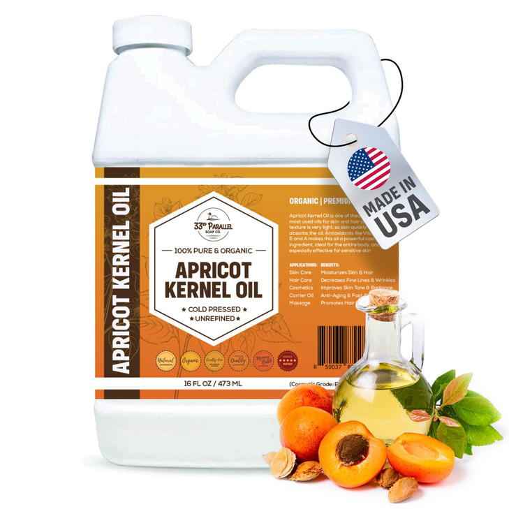 Organic Apricot Kernel Oil 16 Oz Premium Cold Pressed Unrefined 100 Pure Apricot Kernel Oil for Skin Face Hair Soap Maki