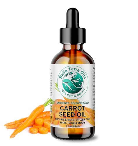 Bella Terra Oils Organic Carrot Seed Oil 2 oz ColdPressed Elixir Abundant in Vitamin A E BetaCarotene Richness Ideal for