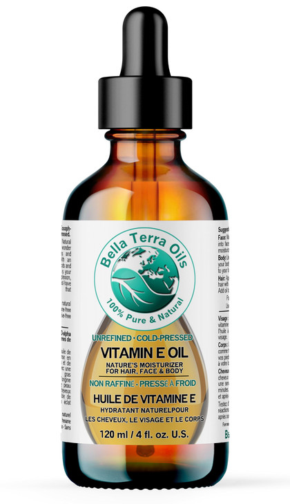 Bella Terra Oils Organic Vitamin E Oil 4 oz Strongest Concentration of Natural Organic Vitamin E DAlpha Tocopherol Rich