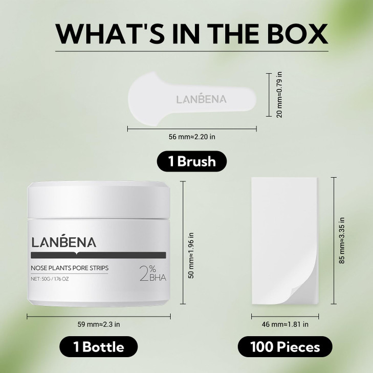 LANBENA Pore Strips 50g176 Oz 100 pcs Nose Strips Blackhead Remover Mask NOTICE Cream Goes Dried out Rubbery At Low Temp