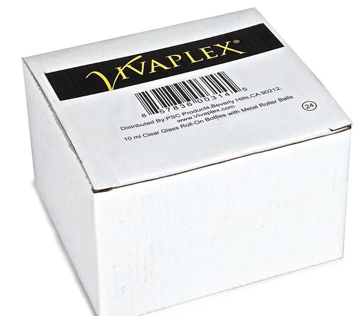 Vivaplex 24 Clear 10 ml Glass Rollon Bottles with Stainless Steel Roller Balls 33 ml Droppers included