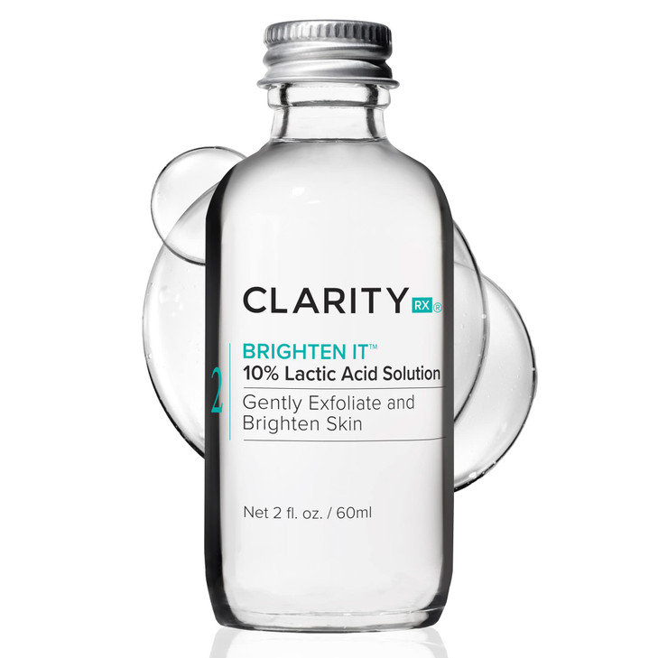 ClarityRx Brighten It 10 Lactic Acid Solution Natural PlantBased Exfoliating Face Treatment for Dark Spots Discoloration