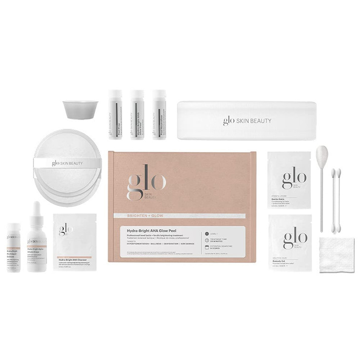 Glo Skin Beauty HydraBright AHA Glow Peel ProLevel AtHome Kit Boost Brightness Radiance Target Dullness Dehydration Dark