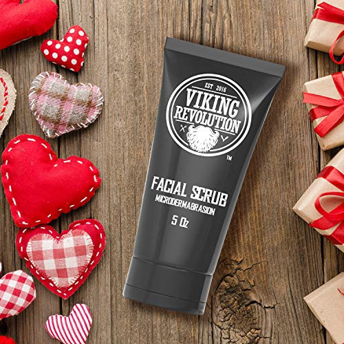 Viking Revolution Microdermabrasion Face Scrub for Men Facial Cleanser for Skin Exfoliating Deep Cleansing Removing Blac
