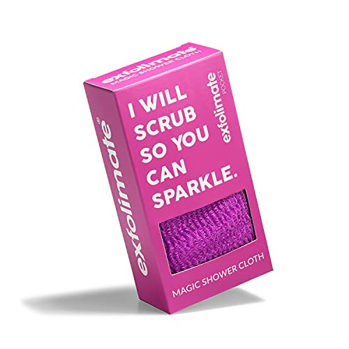 ExfoliMATE Magic Exfoliating Shower Cloth Gently Removes Dead Skin for a Youthful Clear Complexion Purple Pocket 20