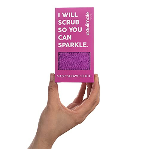 ExfoliMATE Magic Exfoliating Shower Cloth Gently Removes Dead Skin for a Youthful Clear Complexion Purple Pocket 20