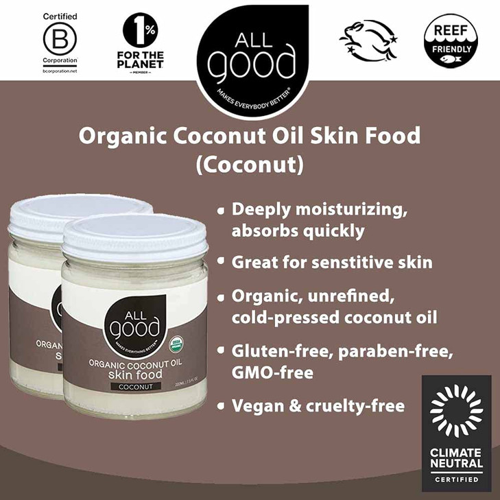 All Good Organic Coconut Oil Skin Food Natural Moisturizing Skin Care Non GMO Vegan 2Pack Coconut