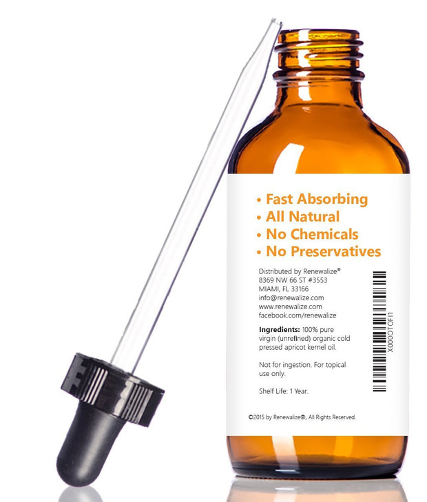 Organic Apricot Kernel Oil MOISTURIZER in Large 4 oz Dark Glass Bottle with Dropper 100 Pure and Unrefined an Essential