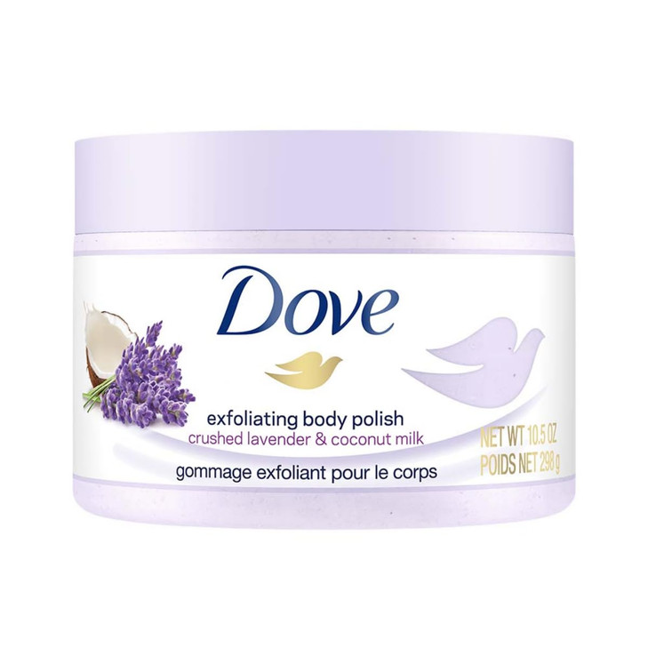 Dove Exfoliating Body Polish Body Scrub Crushed Lavender Coconut Milk 105 oz