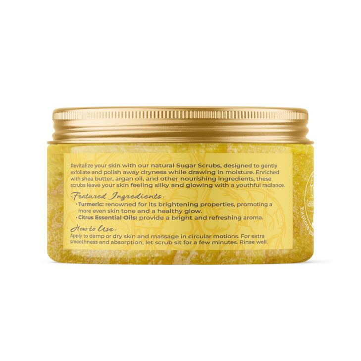 Natural Elephant Turmeric Citrus Exfoliating Sugar Scrub with Argan Oil and Shea Butter 10 oz 283g