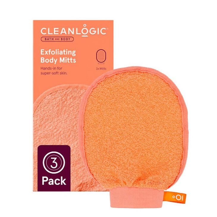 Cleanlogic Bath Body Exfoliating Face Body Grooming Mitt Assorted Colors 3 Count