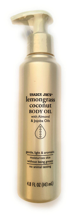 Trader Joes Lemongrass Coconut Body Oil with Almond and Jojoba Oils 48 FL OZ 143 ml