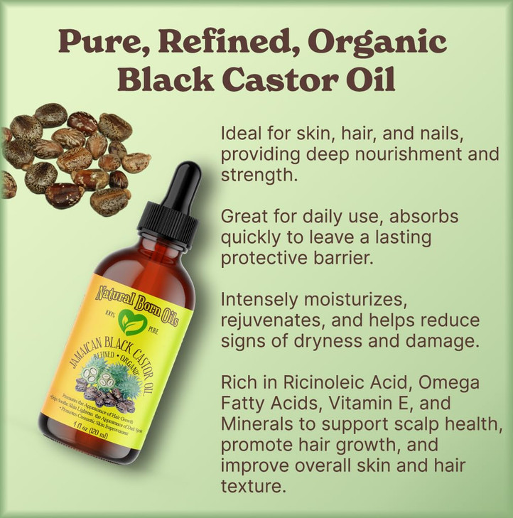 Natural Born Oils Jamaican Black Castor Oil 8oz Organic ColdPressed Vitamins for Skin Health Hair Strengthening