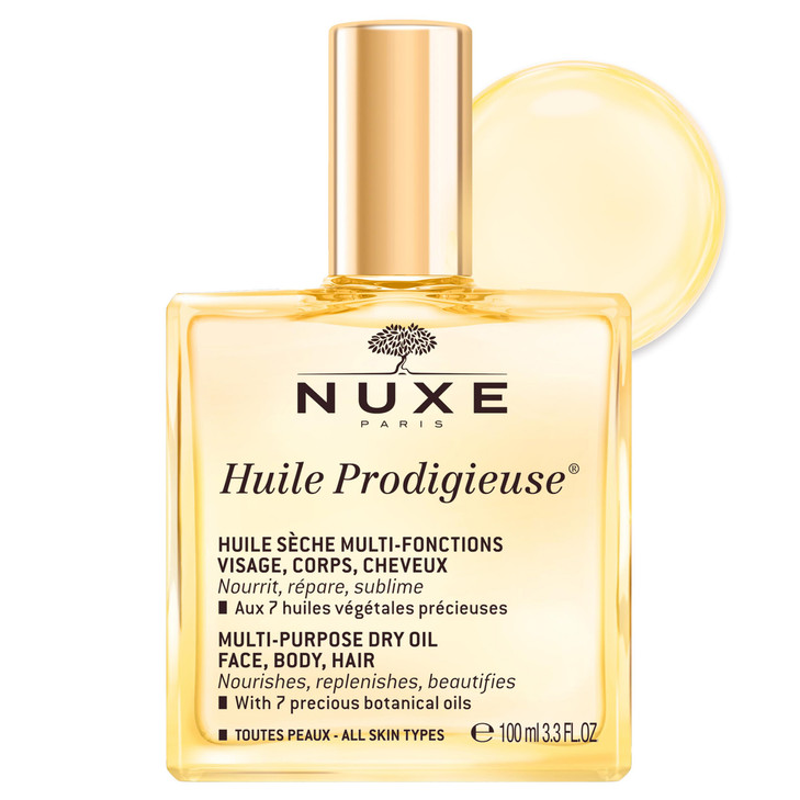 Nuxe Huile Prodigieuse MultiPurpose Dry Oil Radiant Glow and Lightweight Hydration for Face Body Hair Nourishes Repairs
