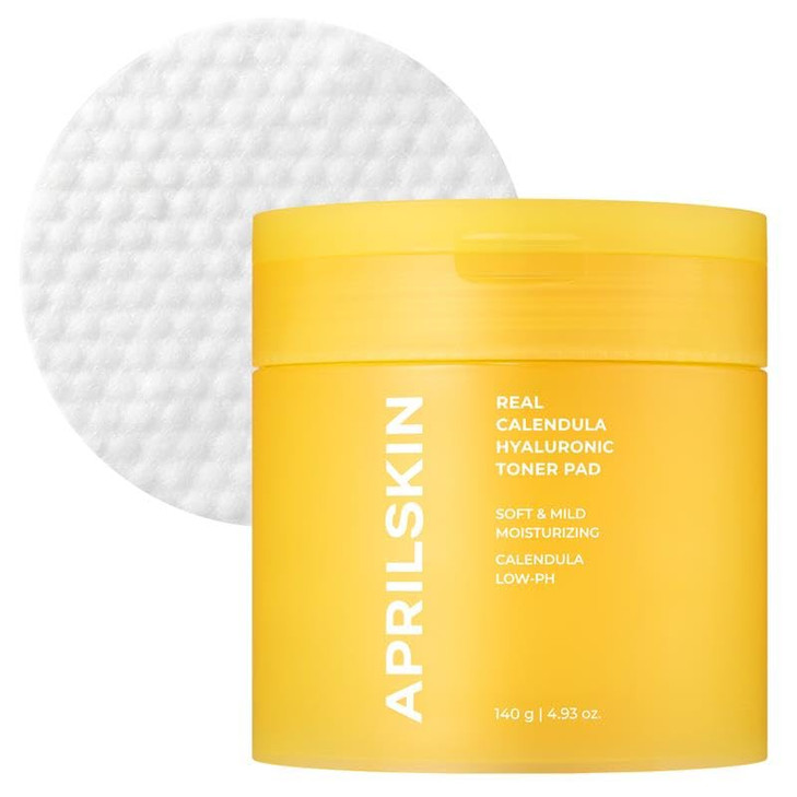 APRILSKIN Calendula PHA Hyaluronic Toner Pads Vegan Cruelty Free Exfoliating refining pores hydrating for dry sensitive