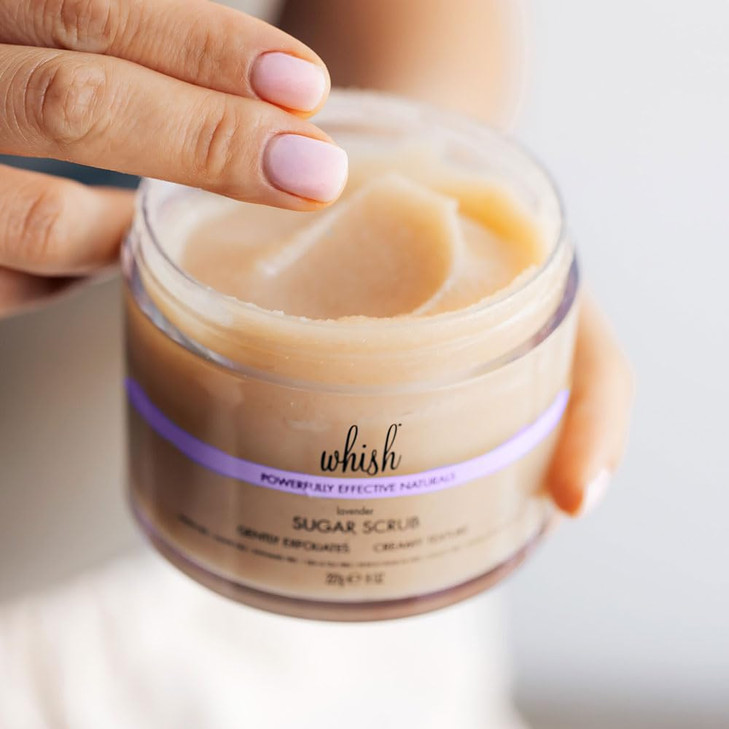 Whish Beauty Lavender Exfoliating Sugar Scrub Body Scrub for Women Brown Sugar Exfoliator with Raspberry Aloe Shea Butte
