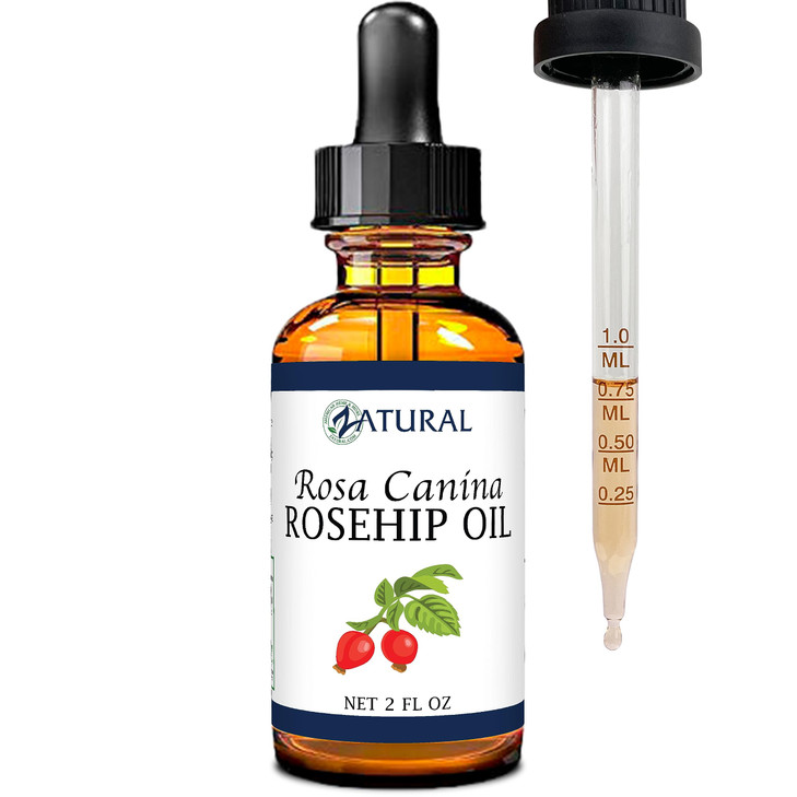 Zatural ROSA CANINA Organic Rosehip Oil for Face Nails Hair and Skin Cold Pressed Rose Hip Oil 2 oz