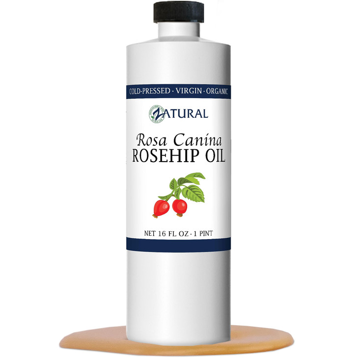 Zatural ROSA CANINA Organic Rosehip Oil for Face Nails Hair and Skin Cold Pressed Rose Hip Oil 16 oz