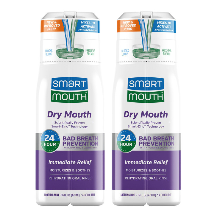 SmartMouth Activated Dry Mouth Mouthwash Dry Mouth and Bad Breath Relief Mint 16 fl oz 2 Pack