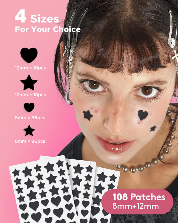 LitBear Acne Patch Pimple Patch Black Star Heart Shaped Acne Absorbing Cover Patch Hydrocolloid Acne Patches For Face Zi