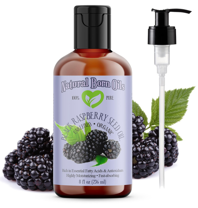 Natural Born Oils Black Raspberry Seed Oil 8oz Organic ColdPressed AntioxidantRich Skin Rejuvenation Hair Vitality