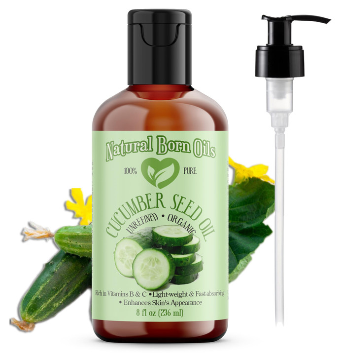 8oz Cucumber Seed Oil 100 Pure and Natural Coldpressed Unrefined Moisturizer for Skin and Hair Includes Pump Flip Cap