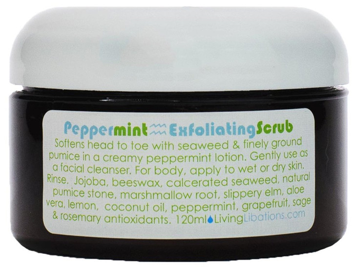 Living Libations Organic Peppermint Exfoliating Scrub Natural Wildcrafted Clean Beauty 4 oz 120 ml