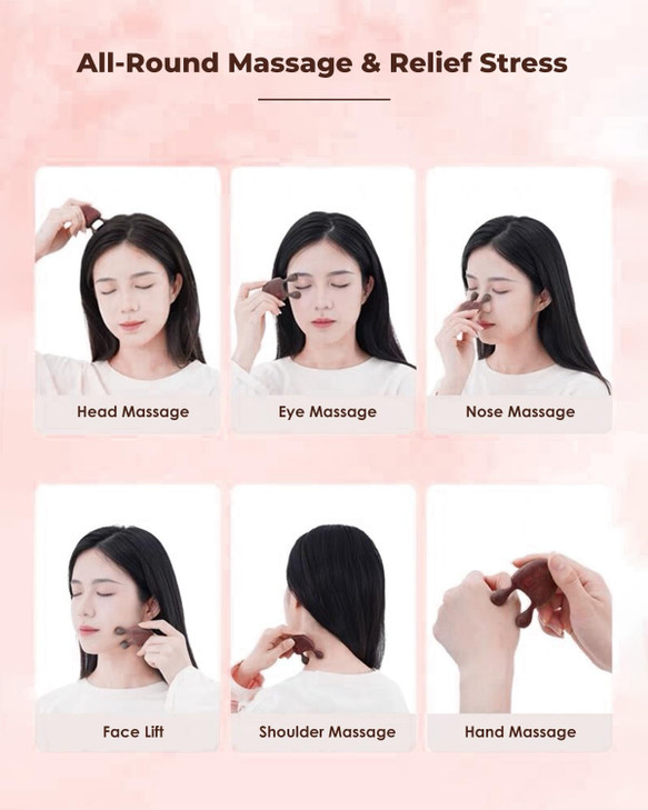Melous Gua Sha Massager for Face Natural Sandalwood Wooden Guasha Scraping Massage Tool for Face Eye Neck Body Muscle Re