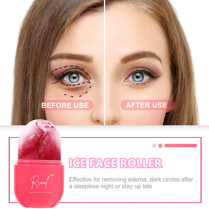 Rcool Ice Face Roller Gua ShaFace MassagerFacial Beauty Ice Roller Skin Care ToolsSkin Care Productsfor FaceEyesRemove F