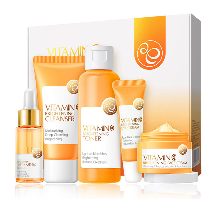 Skin Care Set Vitamin C Facial Serum Care Set Skin Care Routine Kit Cleanser Face Serum Face CreamToner Eye CreamAnti Ag