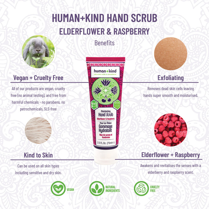 HumanKind Moisturizing Hand Scrub Exfoliating Scrubber for Soft Smooth Hands Gentle Repair for Dry Cracked Peeling Skin