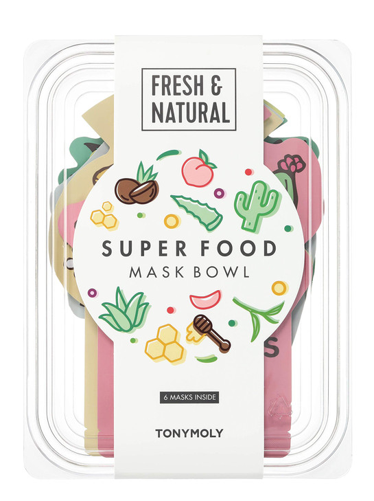 TONYMOLY Super Food Mask Bowl Korean Skincare Sheet Face Mask Set for Hydrating Replenishing Revitalizing Tired Skin Nou