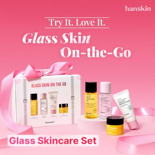 Hanskin Glass Skin On the Go Kit TravelFriendly Hydrating Set with PHA Cleansing OilBalm Toner Moisture Cream TSAApprove