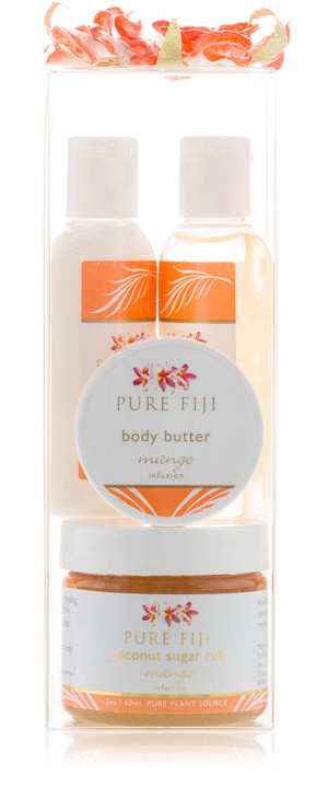 Pure Fiji Spa Gifts for Women and Man Body Gift Box Include Sugar Scrub Bath and Body Oil Body Butter and Body Lotion Sc