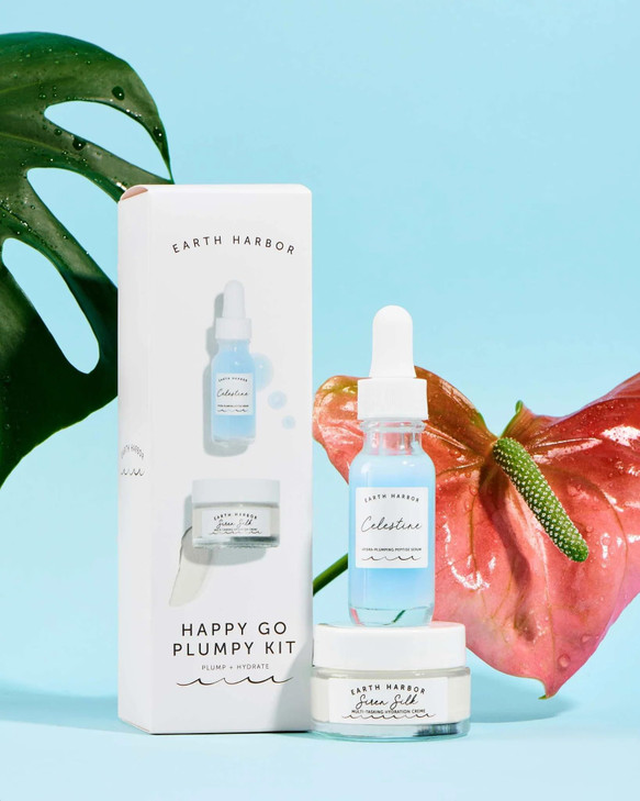HAPPY GO PLUMPY Kit by Earth Harbor Includes 10 mL CELESTINE and 15 mL SIREN SILK