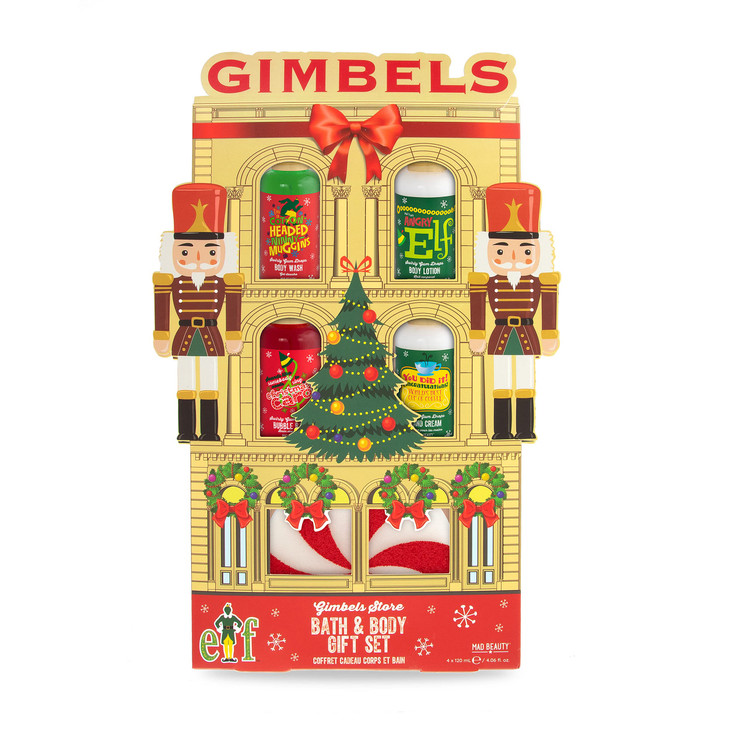 MAD Beauty Warner Bros Elf Gimbels Bath Body Set Body Wash Bubble Bath Lotion Hand Cream Swirly Gum Drop Scented Travel