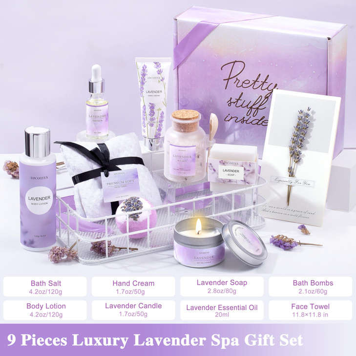 Gifts for Women Spa Gifts Baskets for Women Christmas Birthday Gifts Lavender Bath and Body Sets Mothers Day Gifts Relax