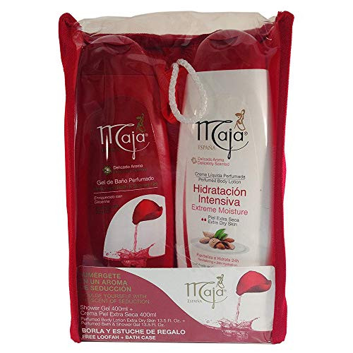 Maja Gift Set Bath Gel 135 Oz Body Lotion 135 Oz With Free LoofahBorla Y Estuche Regalo
