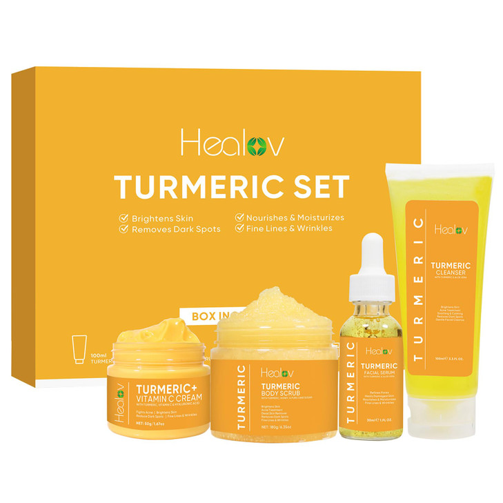 Healov Turmeric Skincare Set Turmeric Skin Care Products Brightening Acne Turmeric Skin Care Kit Turmeric Skin Care Set