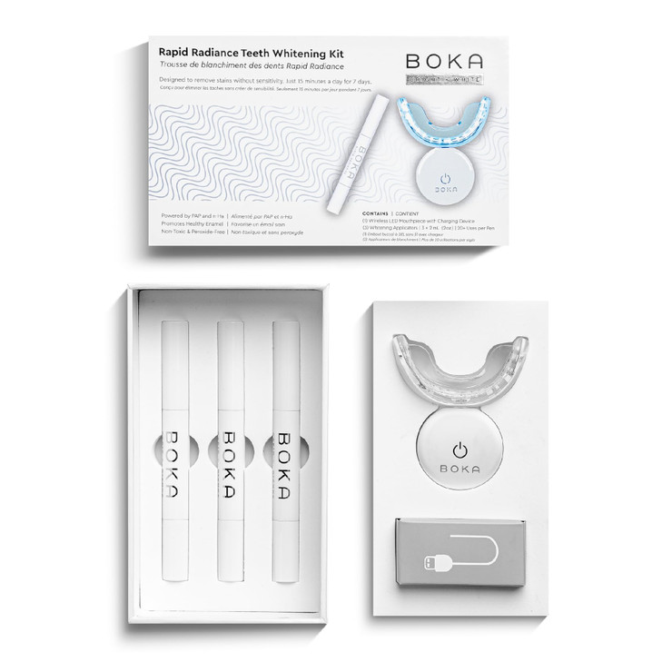Boka Teeth Whitening Kit 3Pack Refills wLED Light for Sensitive Teeth 15 Minutes for Whiter Teeth Nano Hydroxyapatite Ge