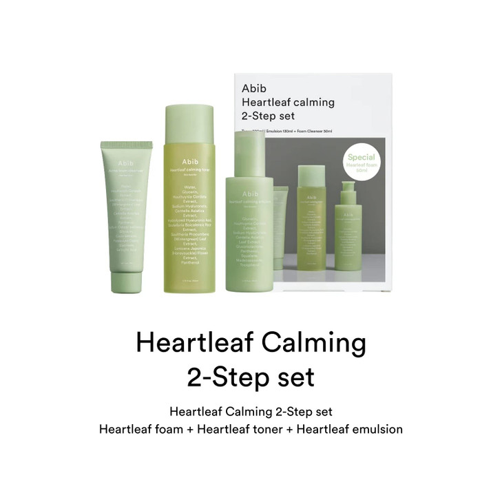 Abib Calming 2 Step Set With Cleanser I Heartleaf Calming Trio All In One Soothing Acne Pimple Mild Acidic For Senstive