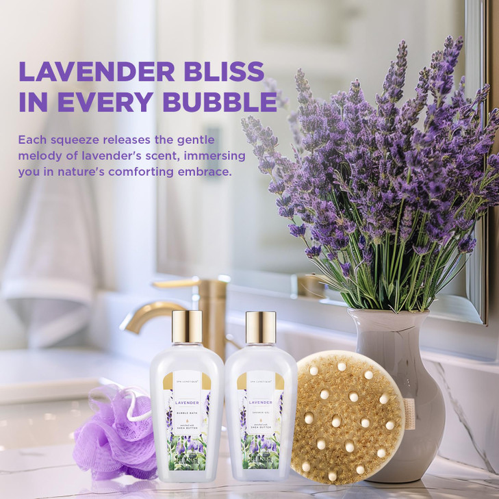 Spa Luxetique Gifts for Women 15PCS Lavender Gift Baskets for Women Bath and Body Gift Set Bath Sets for Her Skin Care S