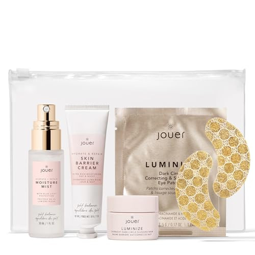 Jouer Skincare Starter Set Includes Vitamin K Cream Skin Barrier Repair DD Cream Caffeine Eye Patches and Face Moisture