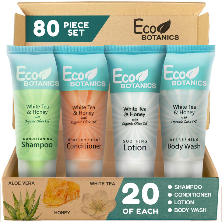 Travel Size Hotel Toiletry Set 80 Count 085 oz Bottles Guest Amenities for Vacation Rentals and Short Term Rentals Parab