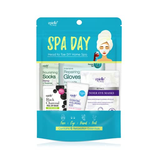 Epielle Spa Day Kit 6 Relaxation Essentials Hydrating Detoxifying for Radiant Skin AtHome Spa Kit Self Care Gifts for Wo