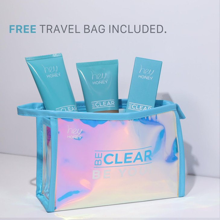 Hey Honey BE CLEAR Acne Skincare Routine Daily Facewash Deep Pore Cleanser Clarifying Overnight Treatment Natural Formul