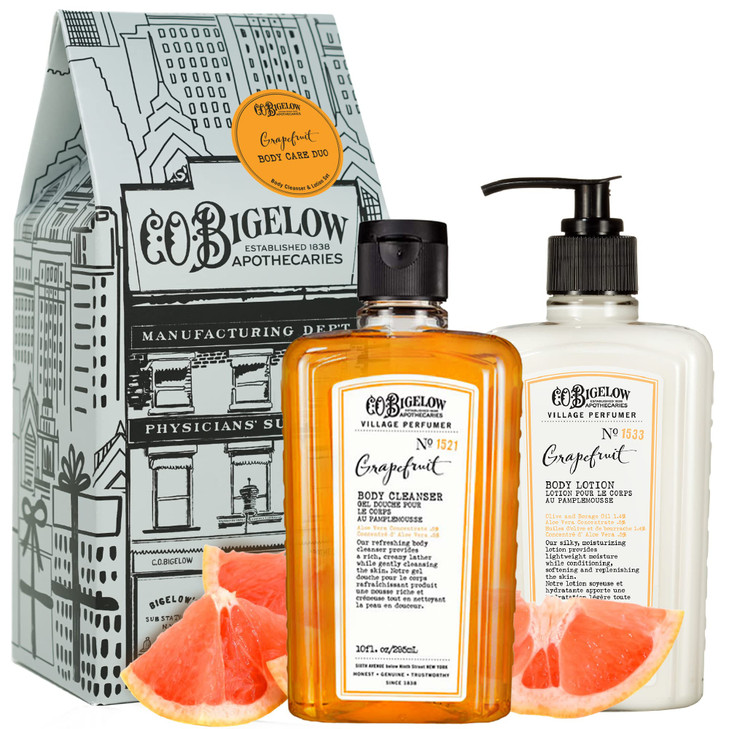 CO Bigelow Grapefruit Apothecary Duo Skin Care Gift Set Body Wash Body Lotion Liquid Soap Moisturizing Lotion Set of 2 1