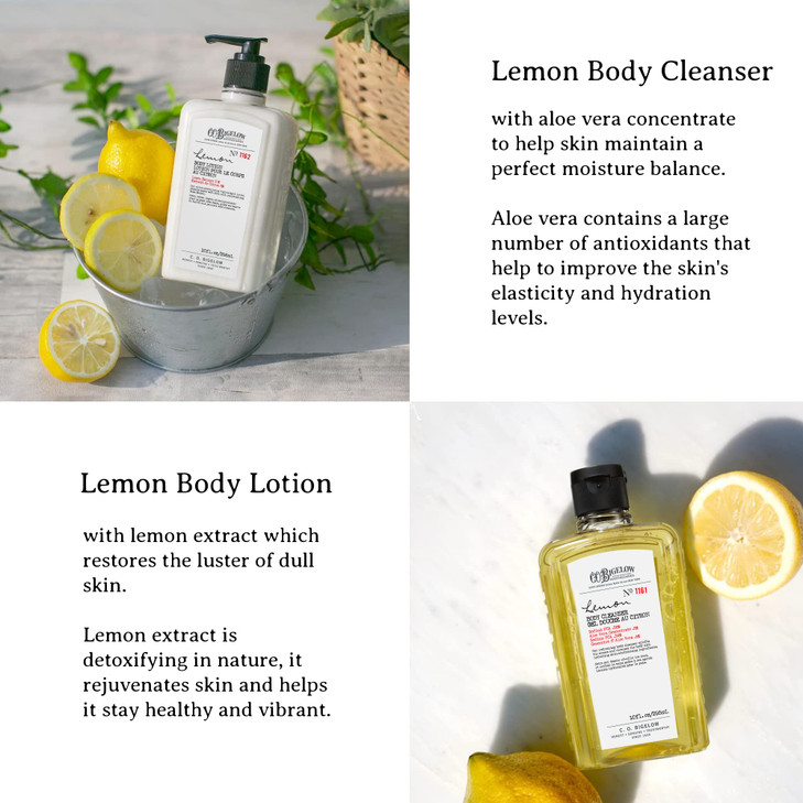 CO Bigelow Apothecary Duo Bodycare Gift Set Lemon Body Wash Body Lotion Liquid Soap Moisturizing Lotion Set of 2 10 Fl O