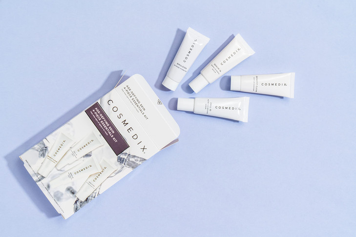 COSMEDIX AgeDefying Starter Kit Facial Skin Care Set Includes Face Cleanser Nutritive Renewal Face Serum Emulsion Intens